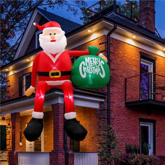 8FT Christmas Inflatables Outdoor Decor Climbing Santa Christmas Inflatable